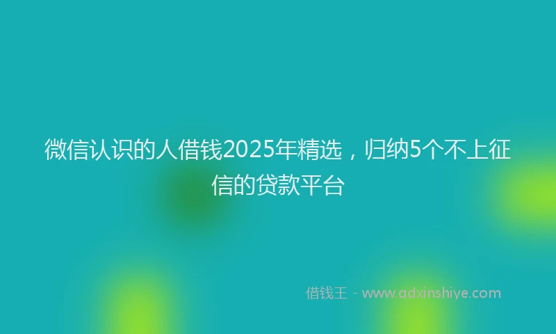 微信认识的人借钱2025年精选，归纳5个不上征信的贷款平台