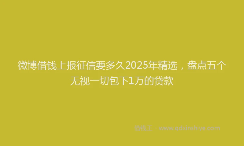 微博借钱上报征信要多久2025年精选，盘点五个无视一切包下1万的贷款