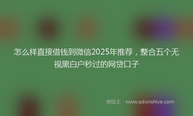 怎么样直接借钱到微信2025年推荐，整合五个无视黑白户秒过的网贷口子