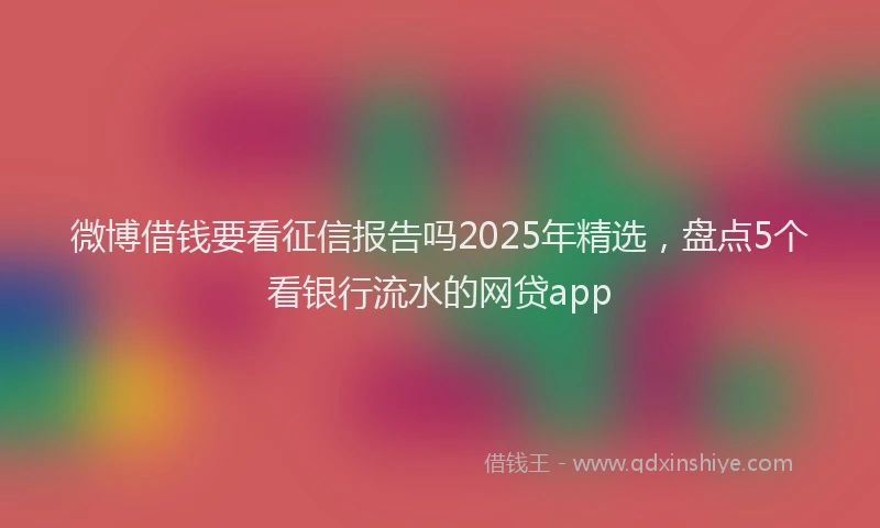 微博借钱要看征信报告吗2025年精选，盘点5个看银行流水的网贷app