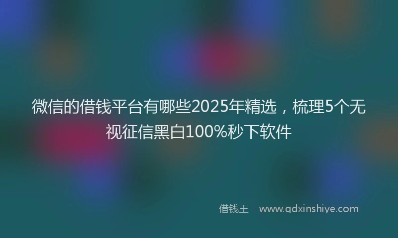 微信的借钱平台有哪些2025年精选，梳理5个无视征信黑白100%秒下软件
