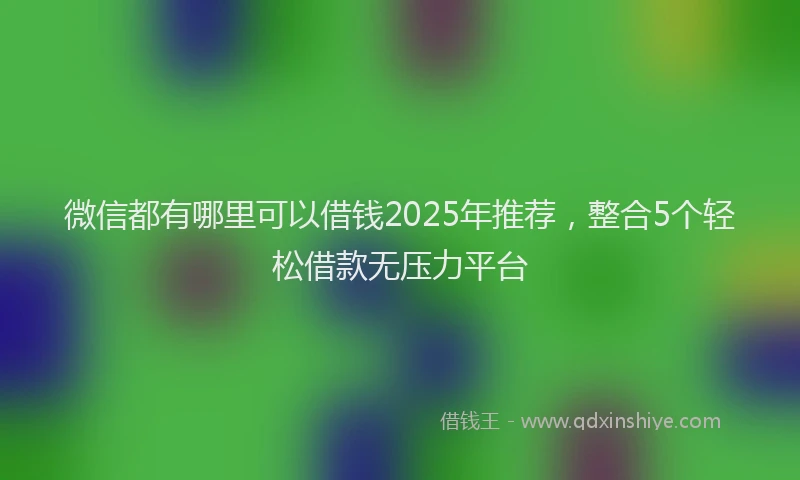 微信都有哪里可以借钱2025年推荐，整合5个轻松借款无压力平台