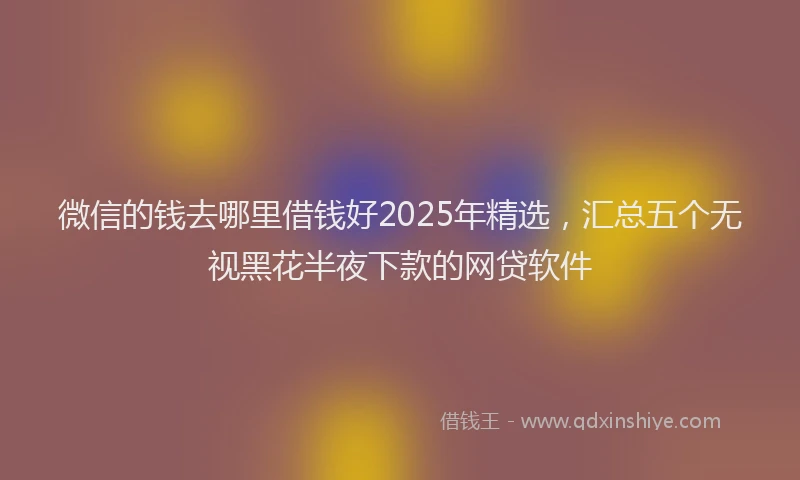 微信的钱去哪里借钱好2025年精选，汇总五个无视黑花半夜下款的网贷软件