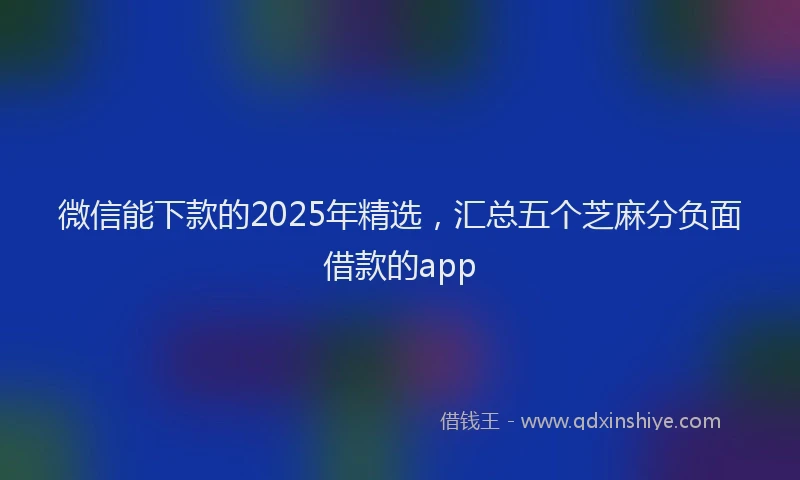 微信能下款的2025年精选，汇总五个芝麻分负面借款的app