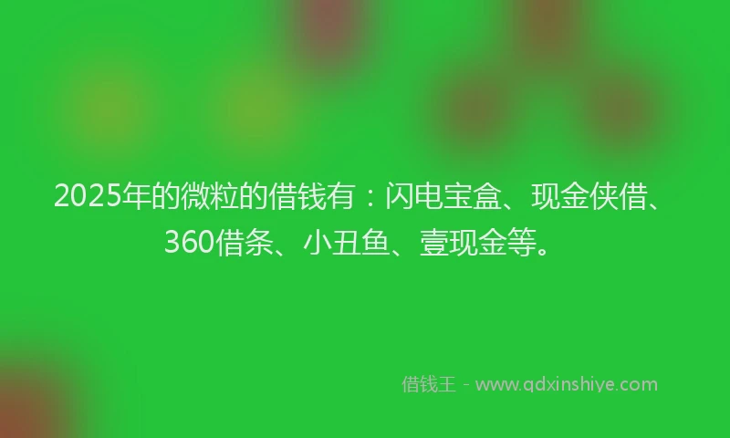2025年的微粒的借钱有：闪电宝盒、现金侠借、360借条、小丑鱼、壹现金等。