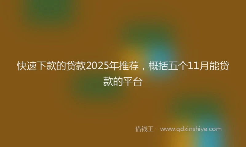 快速下款的贷款2025年推荐，概括五个11月能贷款的平台
