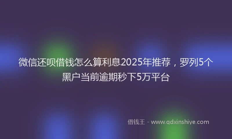 微信还呗借钱怎么算利息2025年推荐，罗列5个黑户当前逾期秒下5万平台