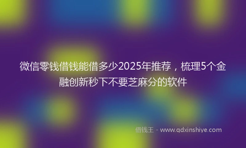 微信零钱借钱能借多少2025年推荐，梳理5个金融创新秒下不要芝麻分的软件