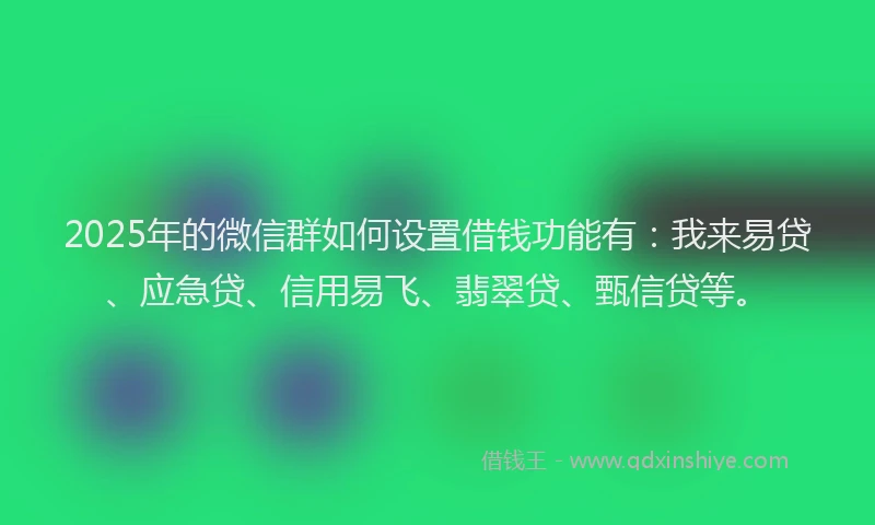 2025年的微信群如何设置借钱功能有：我来易贷、应急贷、信用易飞、翡翠贷、甄信贷等。