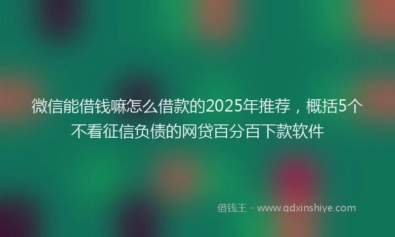 微信能借钱嘛怎么借款的2025年推荐，概括5个不看征信负债的网贷百分百下款软件