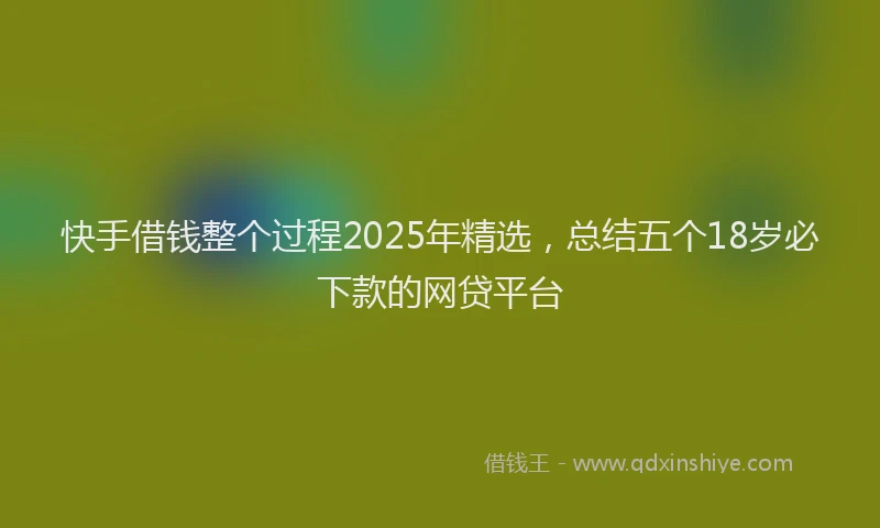快手借钱整个过程2025年精选，总结五个18岁必下款的网贷平台