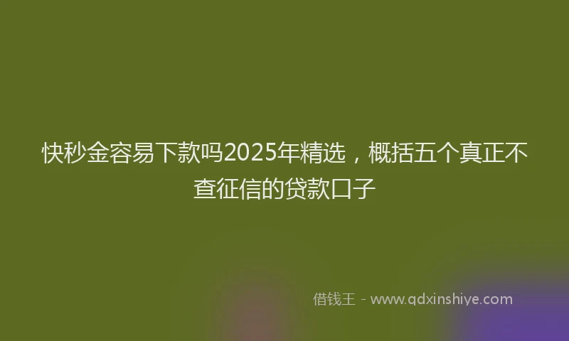 快秒金容易下款吗2025年精选，概括五个真正不查征信的贷款口子