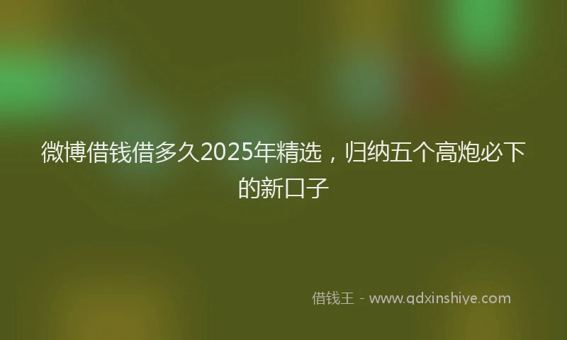 微博借钱借多久2025年精选，归纳五个高炮必下的新口子