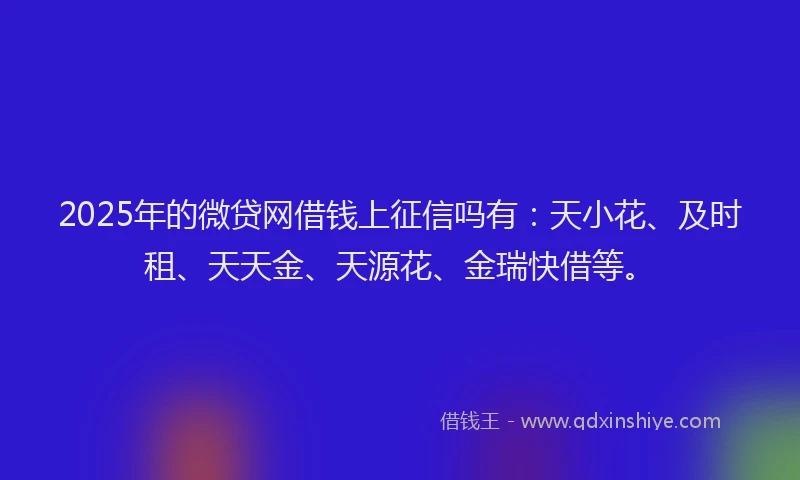 2025年的微贷网借钱上征信吗有：天小花、及时租、天天金、天源花、金瑞快借等。