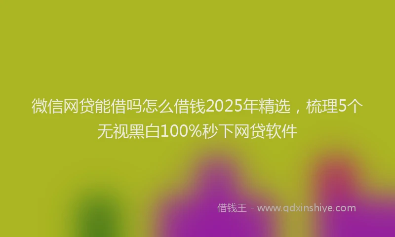 微信网贷能借吗怎么借钱2025年精选，梳理5个无视黑白100%秒下网贷软件