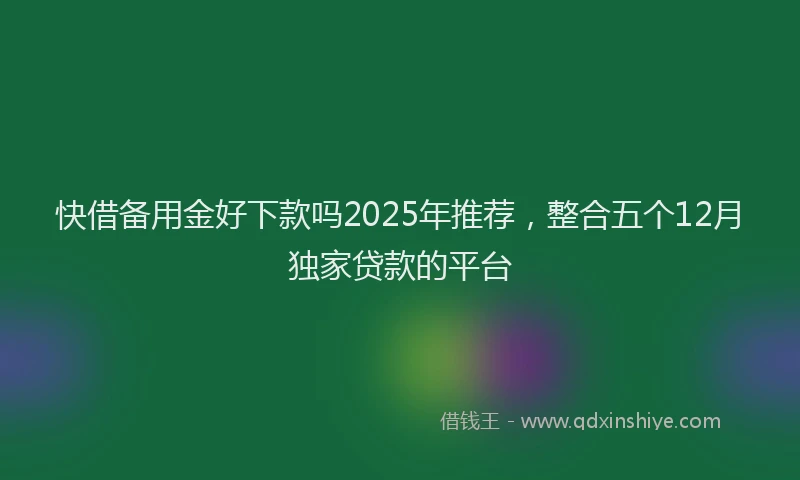 快借备用金好下款吗2025年推荐，整合五个12月独家贷款的平台