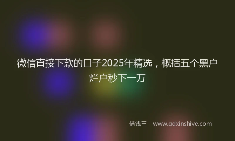 微信直接下款的口子2025年精选，概括五个黑户烂户秒下一万
