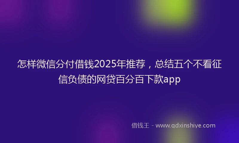 怎样微信分付借钱2025年推荐，总结五个不看征信负债的网贷百分百下款app