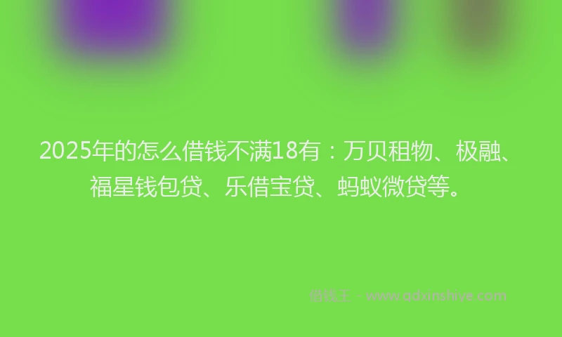 2025年的怎么借钱不满18有：万贝租物、极融、福星钱包贷、乐借宝贷、蚂蚁微贷等。
