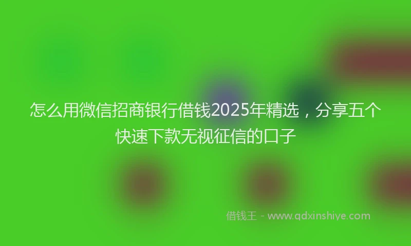 怎么用微信招商银行借钱2025年精选，分享五个快速下款无视征信的口子