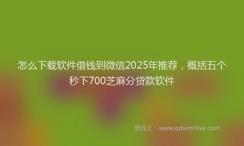 怎么下载软件借钱到微信2025年推荐，概括五个秒下700芝麻分贷款软件