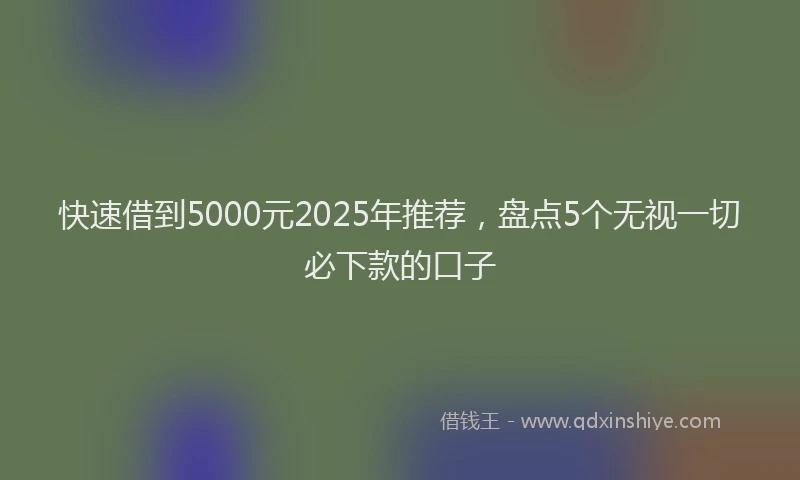 快速借到5000元2025年推荐，盘点5个无视一切必下款的口子