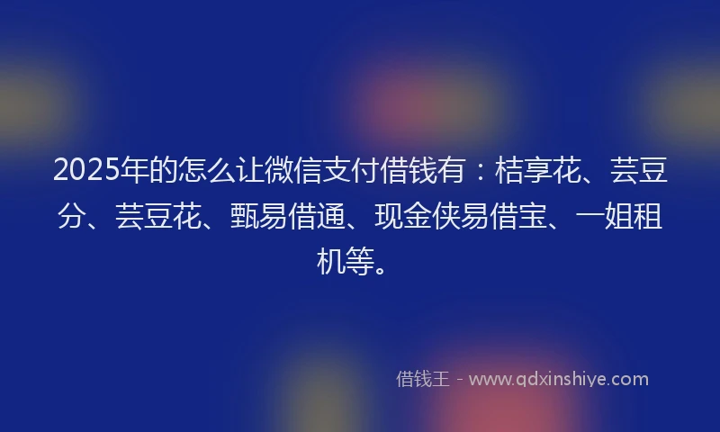 2025年的怎么让微信支付借钱有：桔享花、芸豆分、芸豆花、甄易借通、现金侠易借宝、一姐租机等。