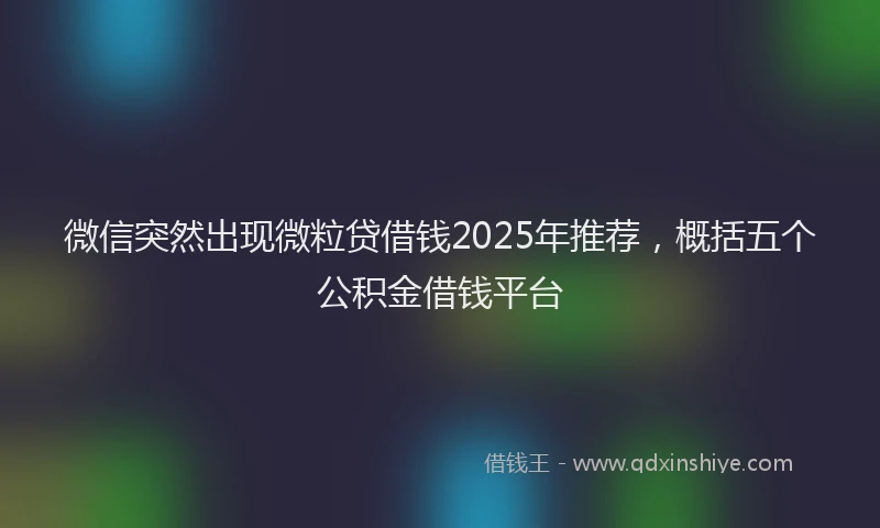 微信突然出现微粒贷借钱2025年推荐，概括五个公积金借钱平台