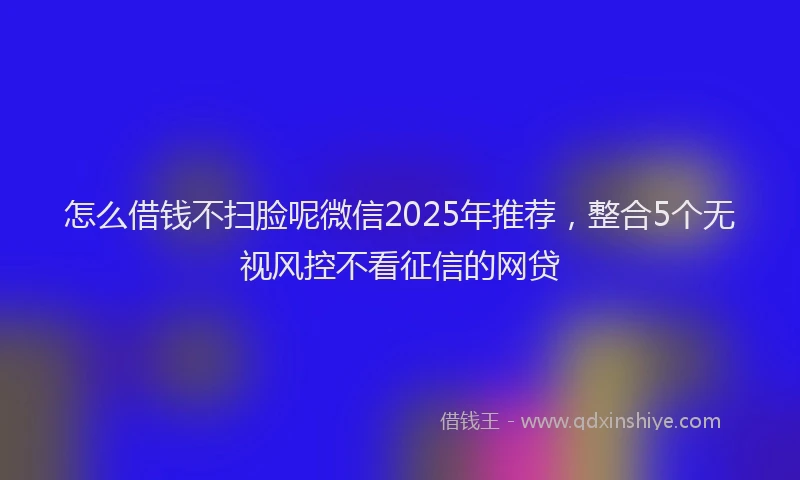 怎么借钱不扫脸呢微信2025年推荐，整合5个无视风控不看征信的网贷