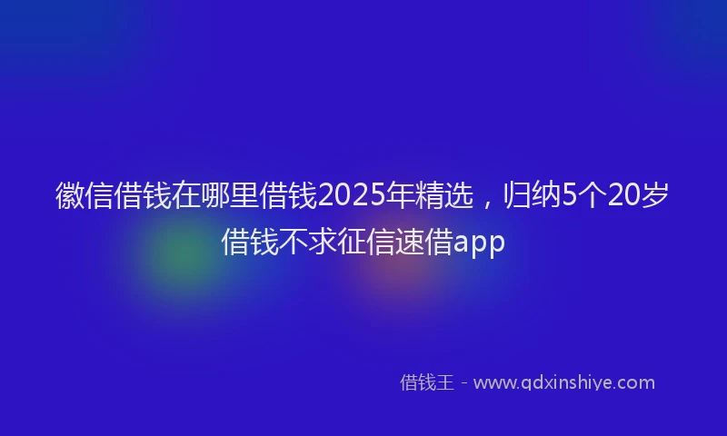 徽信借钱在哪里借钱2025年精选，归纳5个20岁借钱不求征信速借app
