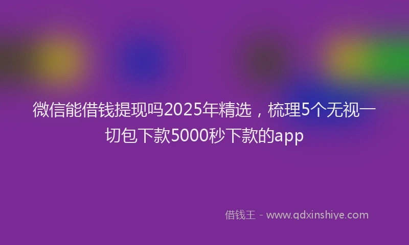 微信能借钱提现吗2025年精选，梳理5个无视一切包下款5000秒下款的app