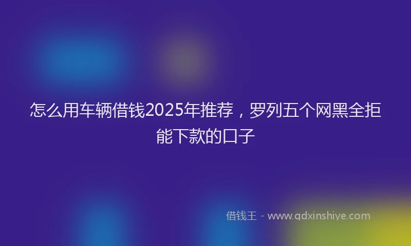 怎么用车辆借钱2025年推荐，罗列五个网黑全拒能下款的口子