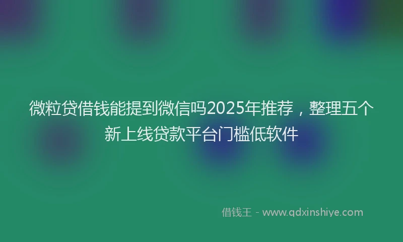 微粒贷借钱能提到微信吗2025年推荐，整理五个新上线贷款平台门槛低软件