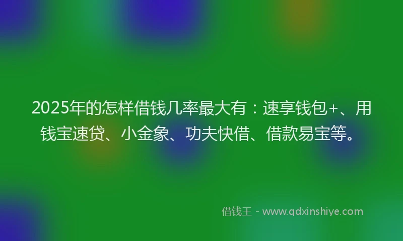 2025年的怎样借钱几率最大有：速享钱包+、用钱宝速贷、小金象、功夫快借、借款易宝等。