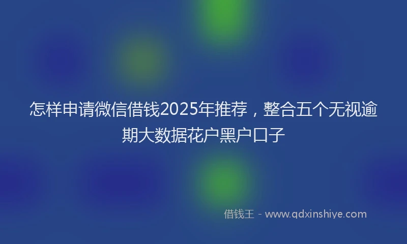 怎样申请微信借钱2025年推荐，整合五个无视逾期大数据花户黑户口子
