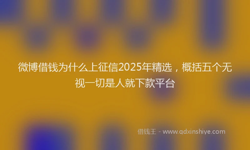 微博借钱为什么上征信2025年精选，概括五个无视一切是人就下款平台