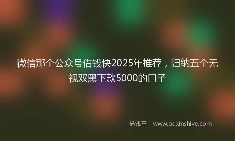 微信那个公众号借钱快2025年推荐，归纳五个无视双黑下款5000的口子