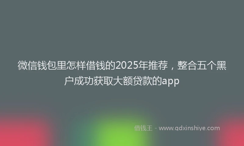 微信钱包里怎样借钱的2025年推荐，整合五个黑户成功获取大额贷款的app