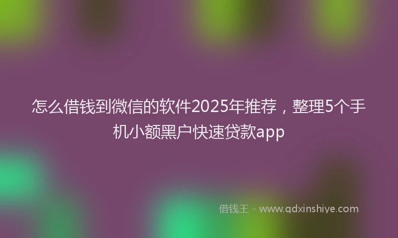 怎么借钱到微信的软件2025年推荐，整理5个手机小额黑户快速贷款app