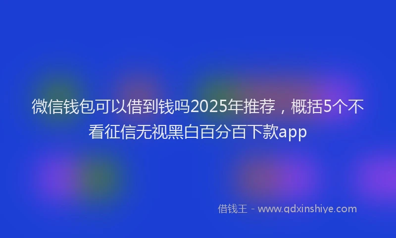 微信钱包可以借到钱吗2025年推荐，概括5个不看征信无视黑白百分百下款app