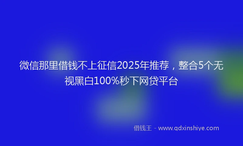 微信那里借钱不上征信2025年推荐，整合5个无视黑白100%秒下网贷平台