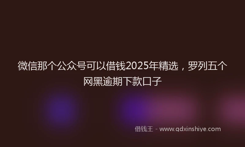 微信那个公众号可以借钱2025年精选，罗列五个网黑逾期下款口子