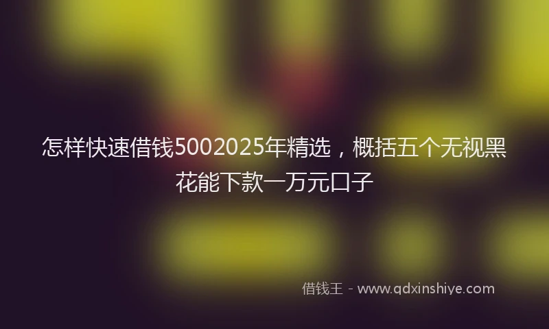 怎样快速借钱5002025年精选，概括五个无视黑花能下款一万元口子