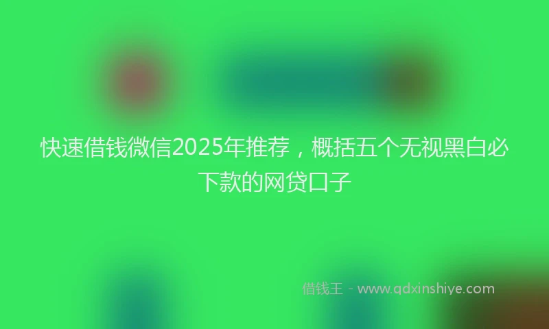 快速借钱微信2025年推荐，概括五个无视黑白必下款的网贷口子