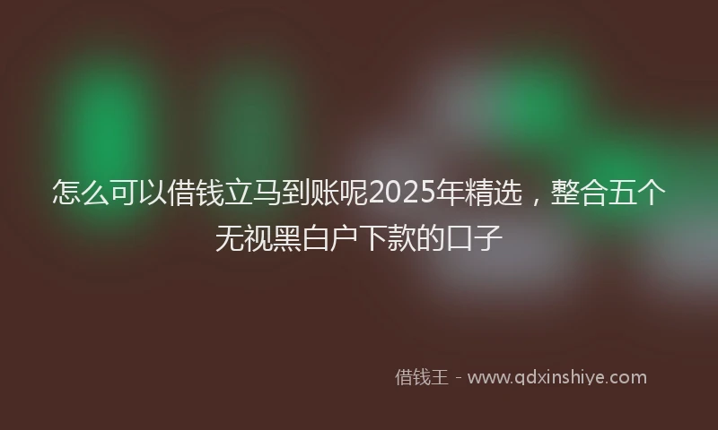 怎么可以借钱立马到账呢2025年精选，整合五个无视黑白户下款的口子