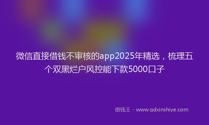 微信直接借钱不审核的app2025年精选，梳理五个双黑烂户风控能下款5000口子