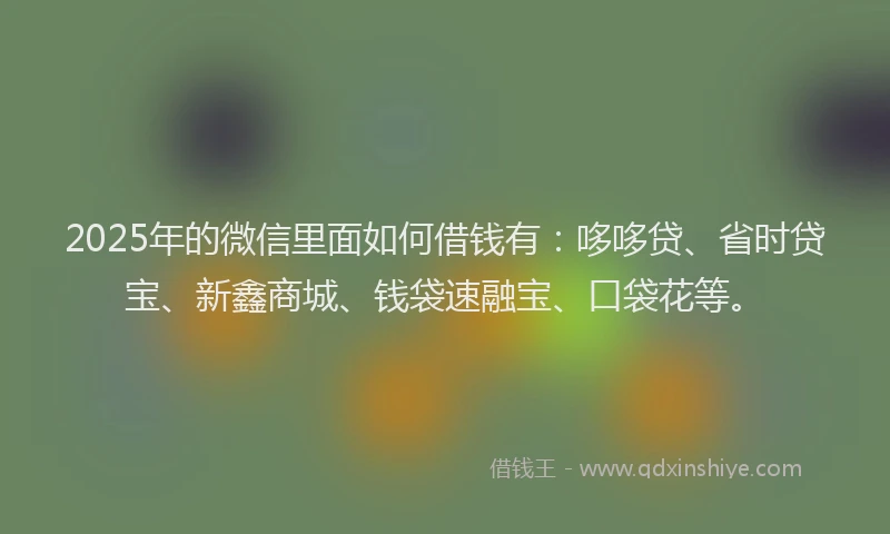 2025年的微信里面如何借钱有：哆哆贷、省时贷宝、新鑫商城、钱袋速融宝、口袋花等。