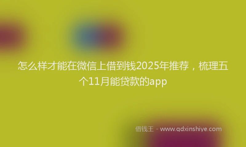 怎么样才能在微信上借到钱2025年推荐，梳理五个11月能贷款的app