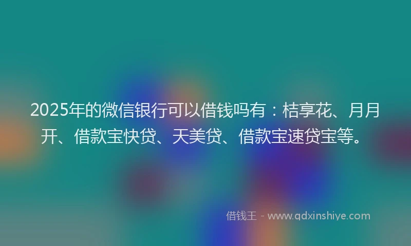 2025年的微信银行可以借钱吗有：桔享花、月月开、借款宝快贷、天美贷、借款宝速贷宝等。