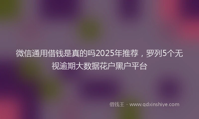 微信通用借钱是真的吗2025年推荐，罗列5个无视逾期大数据花户黑户平台
